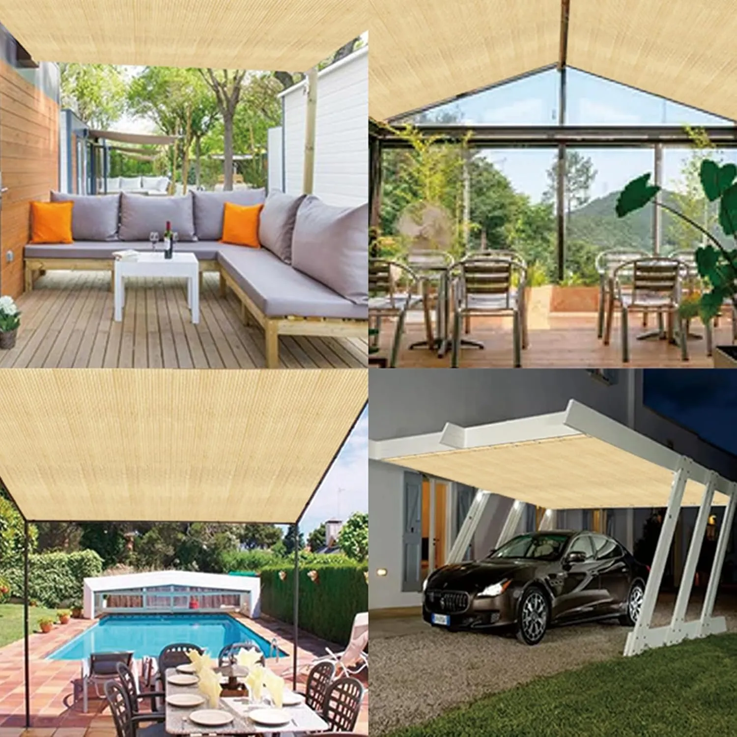 90% 10x30ft Sun Shade Cloth for Outdoor Deck Backyard Patio Garden Pergola Cover Canopy Beige