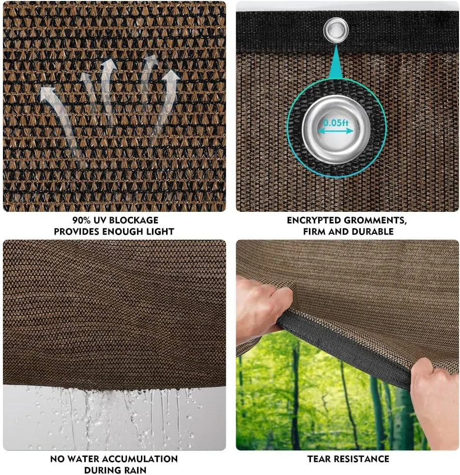 90% Shade Cloth Sun Shade Fabric Privacy Screen Shade Cover for Patio Garden Pergola Shade Cover Canopy with Gromments