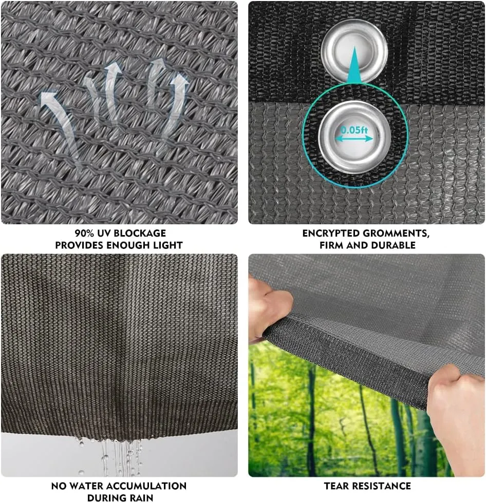 90% Shade Cloth Sun Shade Fabric Privacy Screen Shade Cover for Patio Garden Pergola Shade Cover Canopy with Gromments
