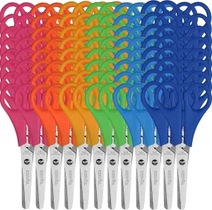 96 Pack 5' Safety Blunt Tip Kids Scissors, 6 Assorted Colors for Cutting Regular & Construction Paper, Cards
