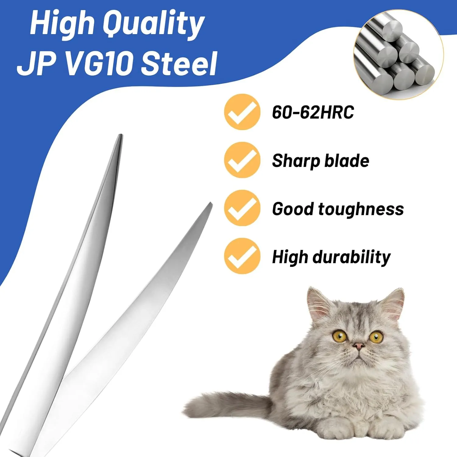 9in Curved Dog Grooming Scissors Professional,VG10 Steel Dog Scissors for Grooming,30 Degree Bend,Sharp Blade with CNC Screw and Round Blunt Tip,Heavy Duty Pet Shears for Dogs Cats at Home and Groomer