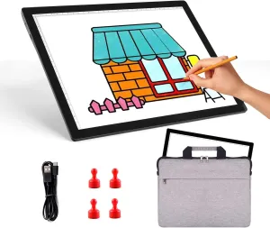 A4 Light Board for Tracing Pad with Padded Case, Tracing Light Box, 3500LUX, 5Levels Brightness,Type-c Cable, Rechargeable Wireless LED Light Pad for Tracing, Diamond Painting