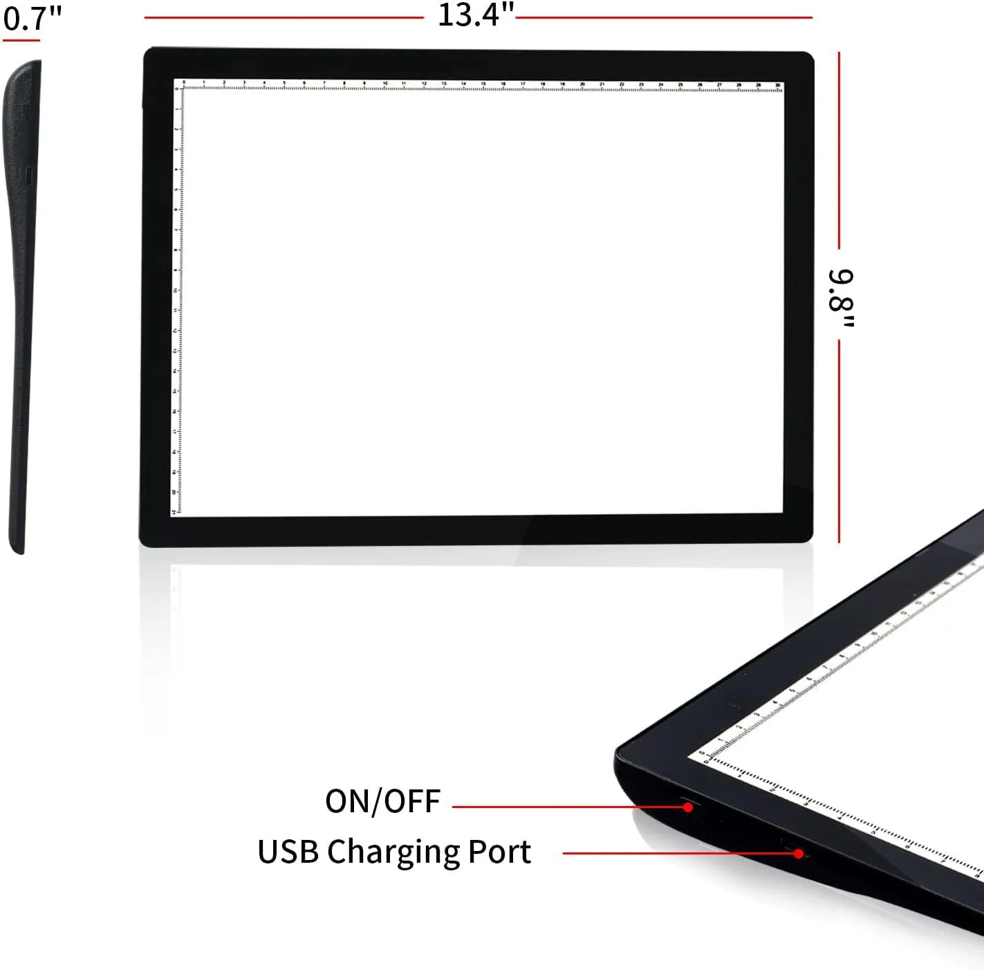 A4 Light Board for Tracing Pad with Padded Case, Tracing Light Box, 3500LUX, 5Levels Brightness,Type-c Cable, Rechargeable Wireless LED Light Pad for Tracing, Diamond Painting