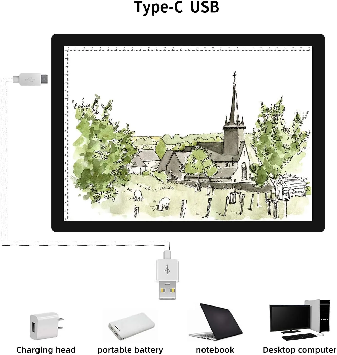A4 Light Board for Tracing Pad with Padded Case, Tracing Light Box, 3500LUX, 5Levels Brightness,Type-c Cable, Rechargeable Wireless LED Light Pad for Tracing, Diamond Painting