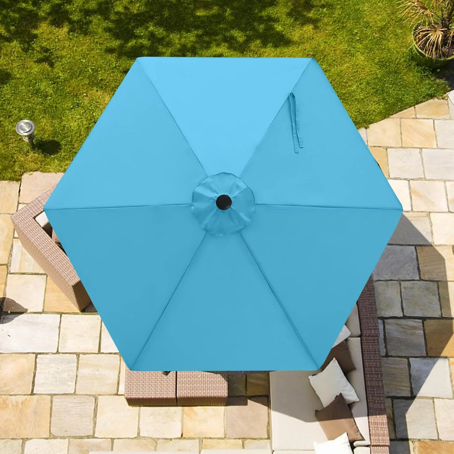 ABCCANOPY 7.5ft Outdoor Umbrella Replacement Top Suit 6 Ribs (Blue)