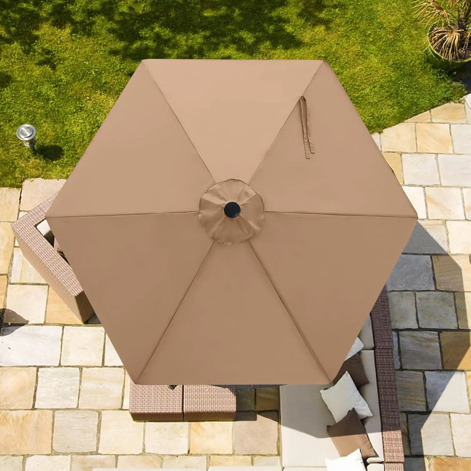 ABCCANOPY 7.5ft Outdoor Umbrella Replacement Top Suit 6 Ribs (Tan)