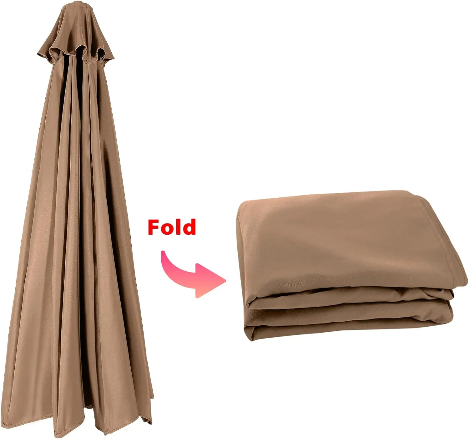 ABCCANOPY 7.5ft Outdoor Umbrella Replacement Top Suit 6 Ribs (Tan)