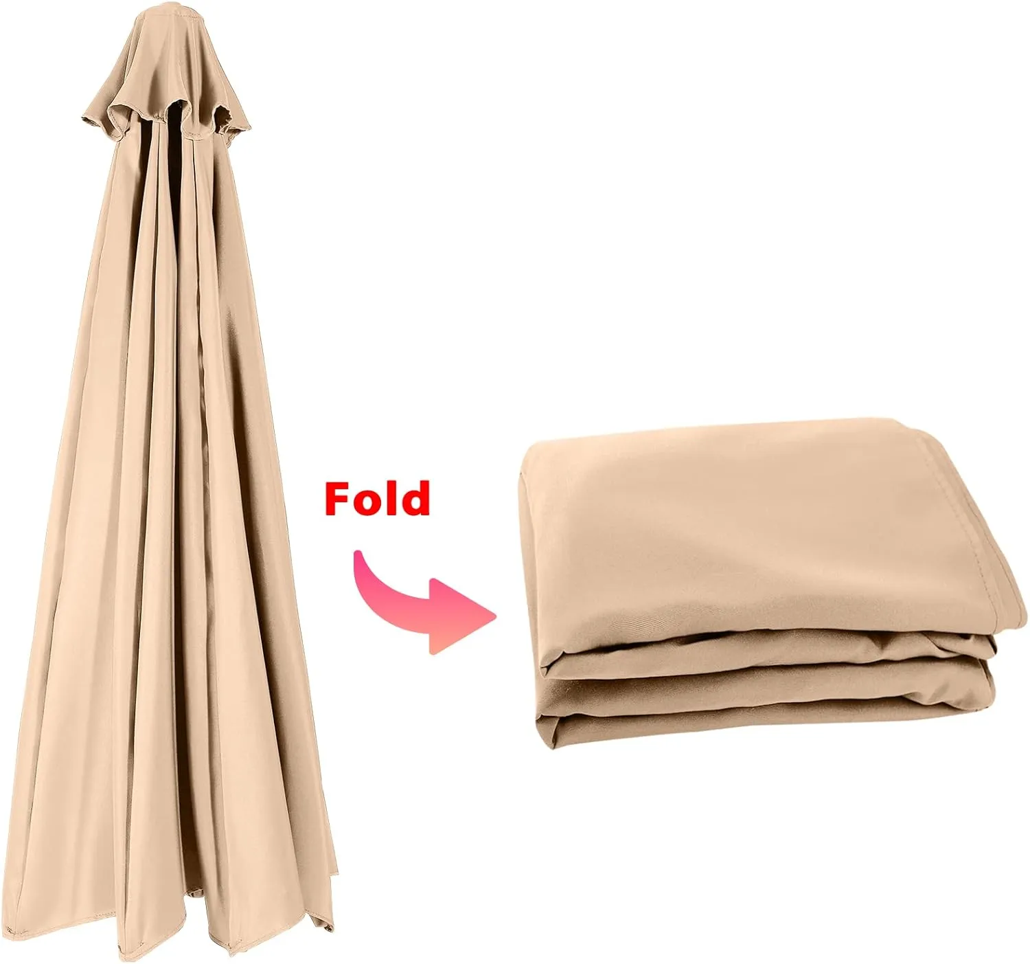 ABCCANOPY 9ft Outdoor Umbrella Replacement Top Suit 8 Ribs (Beige)