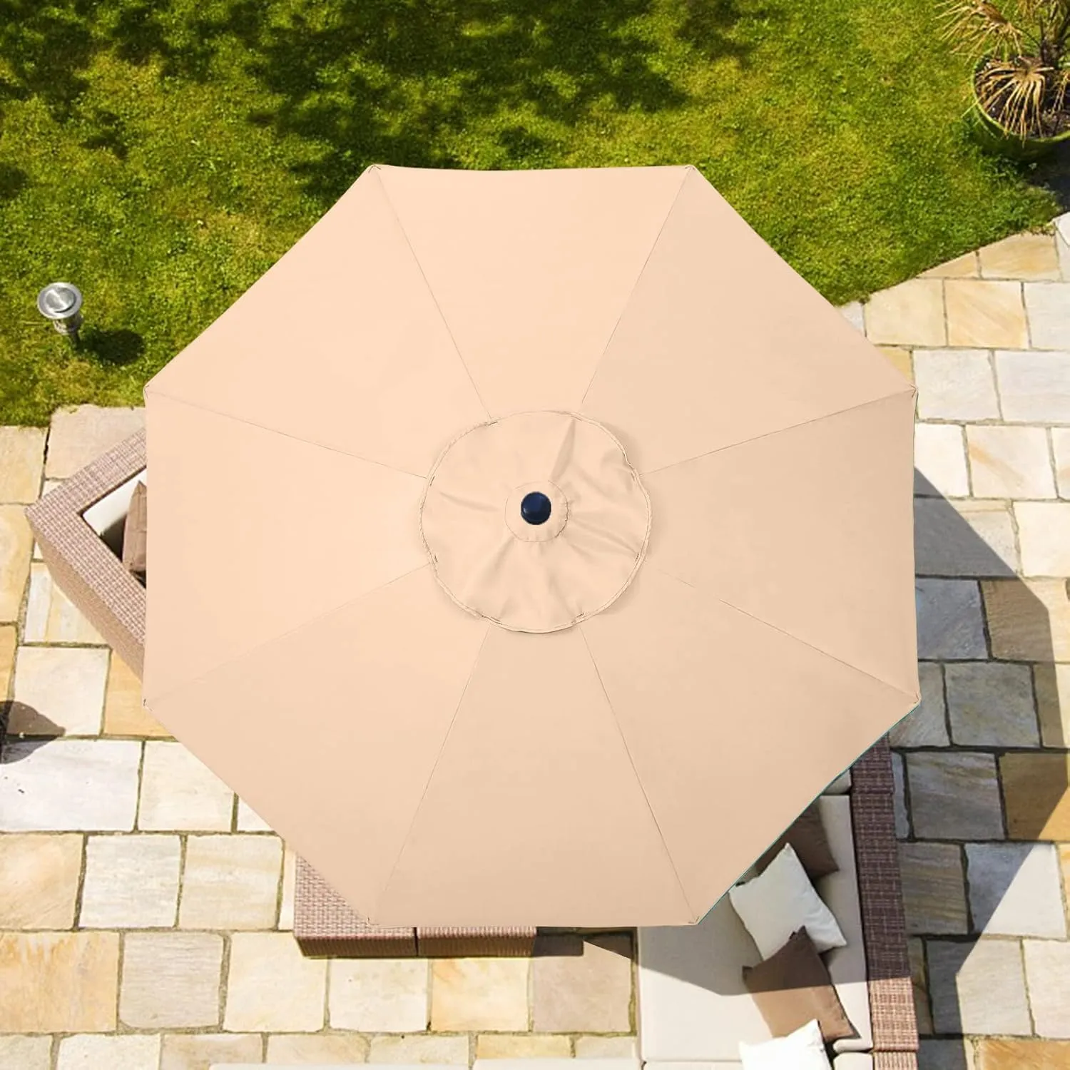 ABCCANOPY 9ft Outdoor Umbrella Replacement Top Suit 8 Ribs (Beige)