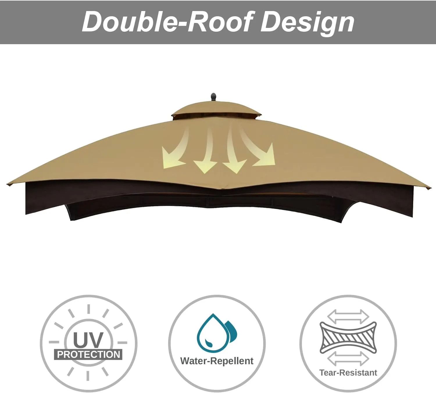 ABCCANOPY Gazebo Replacement Canopy Top for Lowe's Allen Roth #GF-12S004B-1, Beige