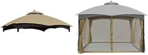 ABCCANOPY Gazebo Replacement Canopy Top for Lowe's Allen Roth #GF-12S004B-1, New Beige & Replacement Netting Walls for 10' x 12' Gazebo, Beige