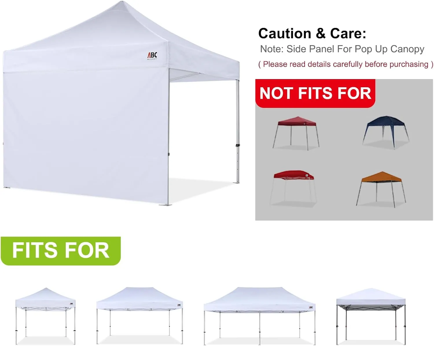 ABCCANOPY Instant Canopy SunWall 10x10 FT, 1 Pack Sidewall Only, No Frame or Top, Beige