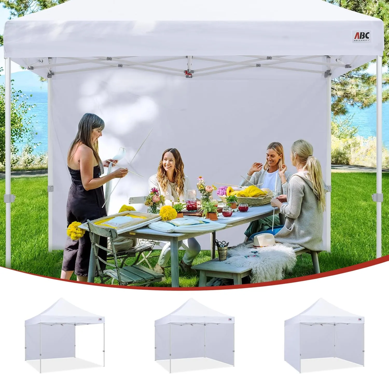 ABCCANOPY Instant Canopy SunWall 10x10 FT, 1 Pack Sidewall Only, No Frame or Top, Beige