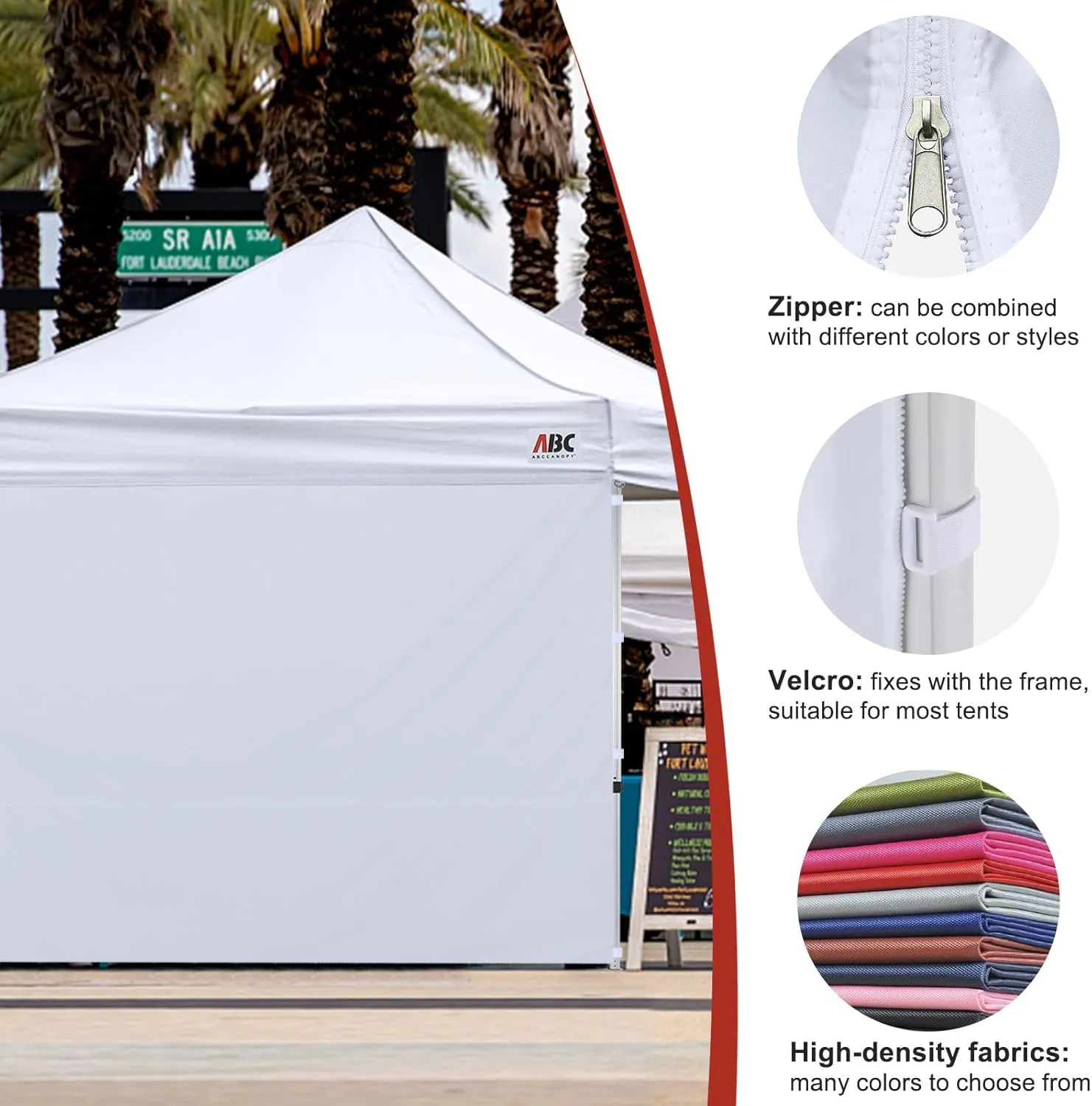 ABCCANOPY Instant Canopy SunWall 10x10 FT, 1 Pack Sidewall Only, No Frame or Top, Beige