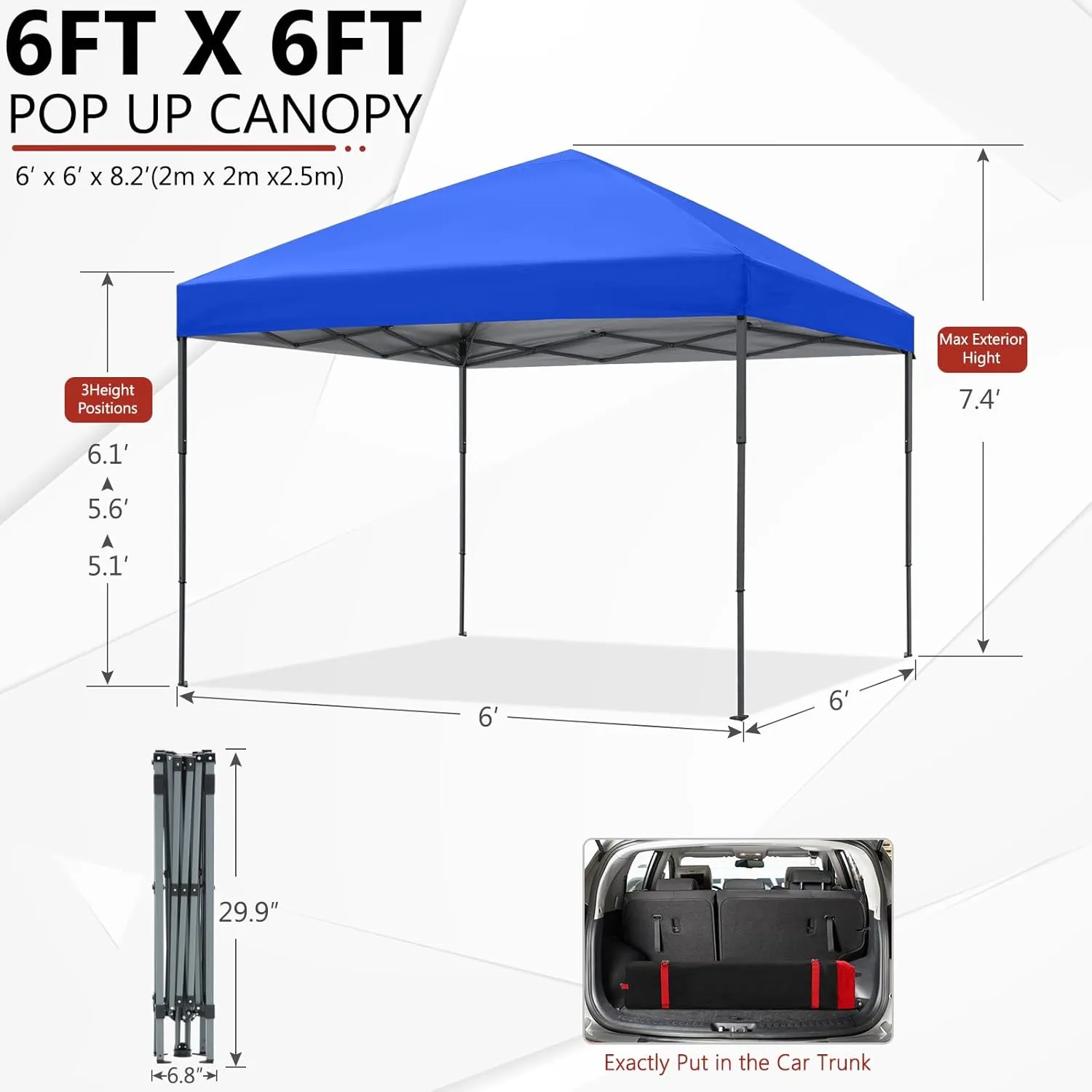 ABCCANOPY Pop Up Canopy - Outdoor Patio Portable Canopy Tent Heavy Duty for Backyard and Deck with 4 Sandbags(Blue, 10x10)