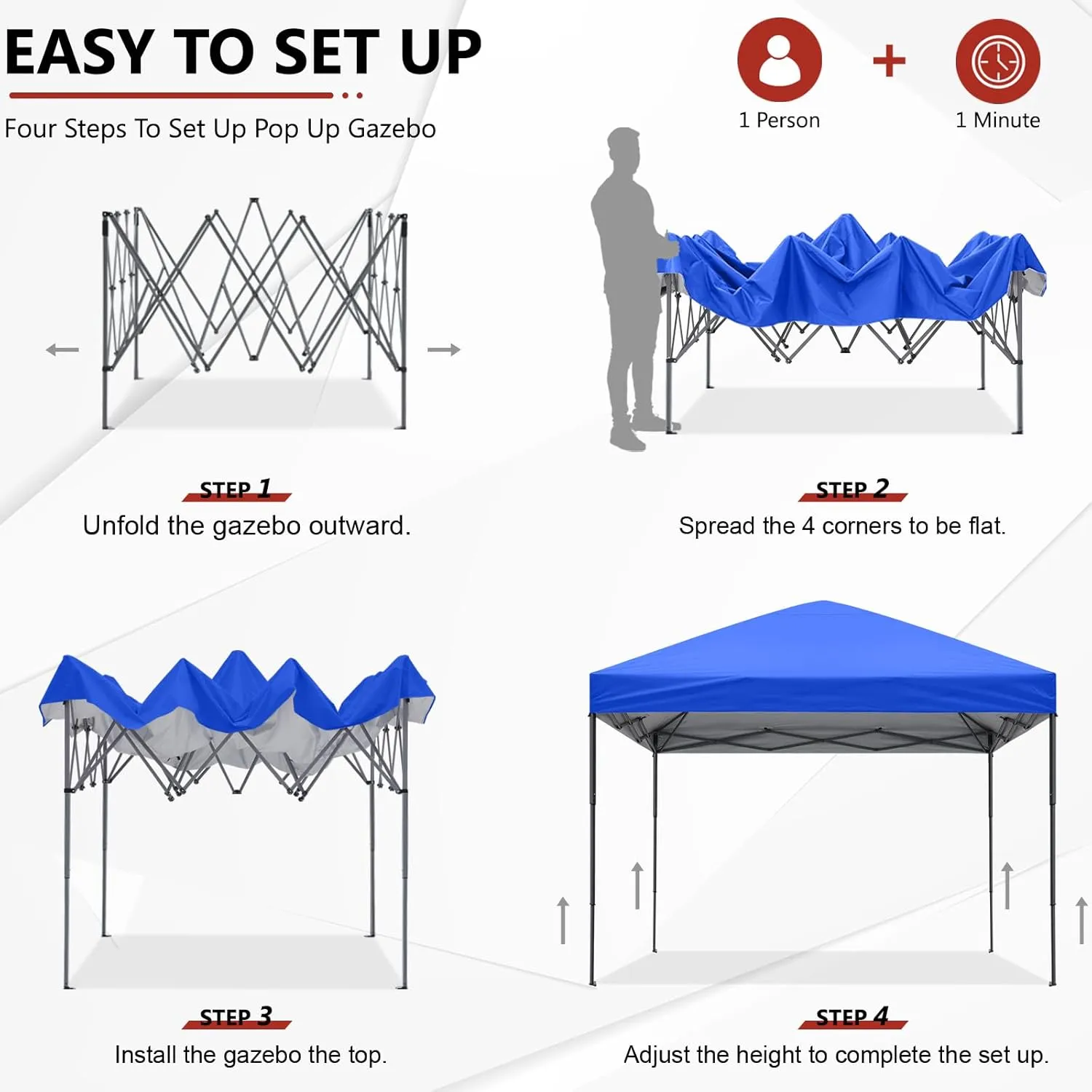 ABCCANOPY Pop Up Canopy - Outdoor Patio Portable Canopy Tent Heavy Duty for Backyard and Deck with 4 Sandbags(Blue, 10x10)