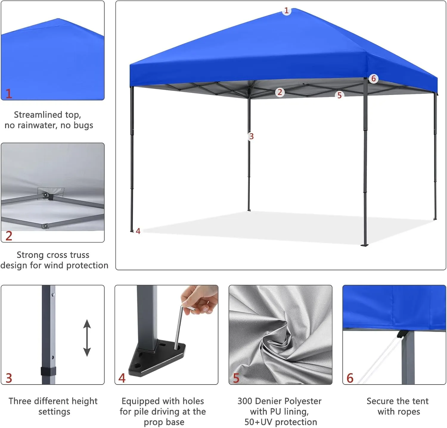 ABCCANOPY Pop Up Canopy - Outdoor Patio Portable Canopy Tent Heavy Duty for Backyard and Deck with 4 Sandbags(Blue, 10x10)