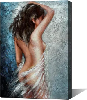 Abstract Woman Painting Canvas Art Print Framed Wall Art Girls Room Bedroom Decoration Modern Home Décor Artwork 16"x24" Large