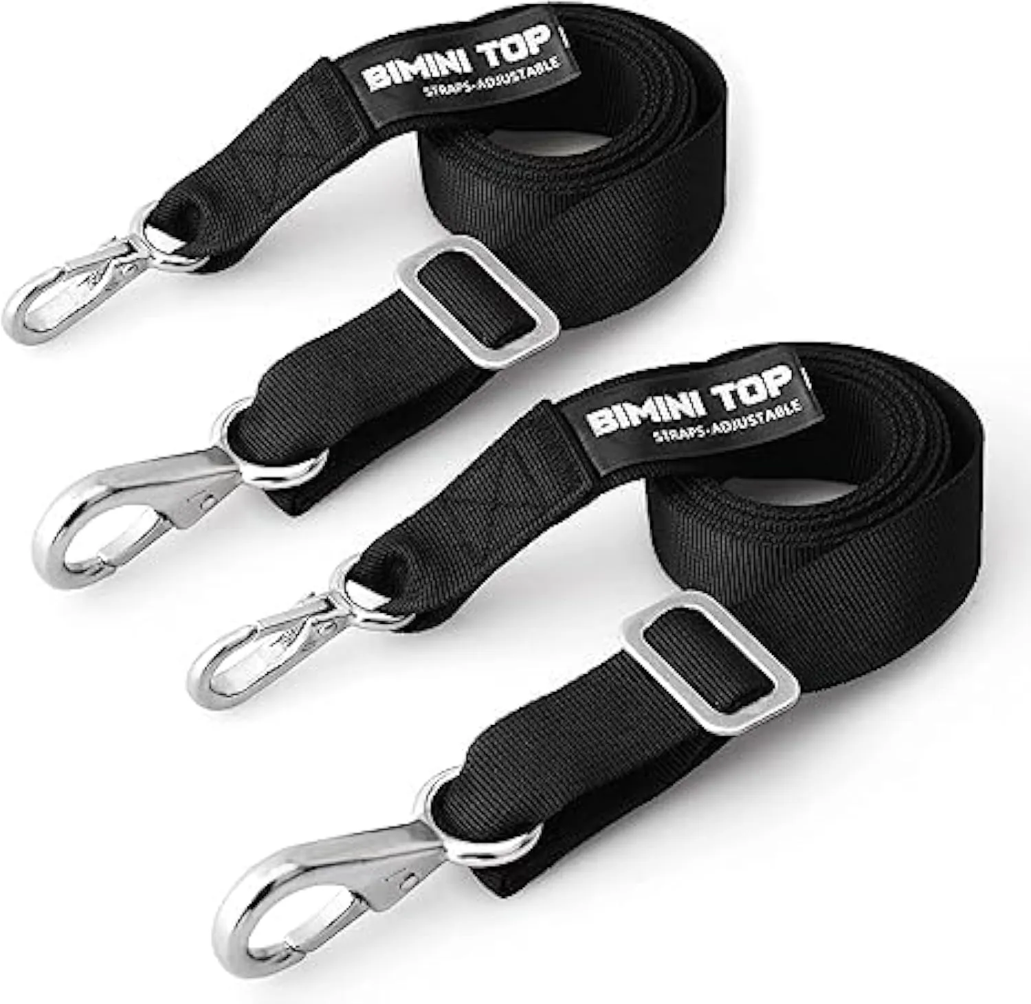 Adjustable Bimini Top Straps,Marine Awning Webbing Straps with Stainless Stee Heavy Duty Snap Hooks from 24" - 60",Bimini Top Hardware,Marine Nylon Top Strap 2PCS