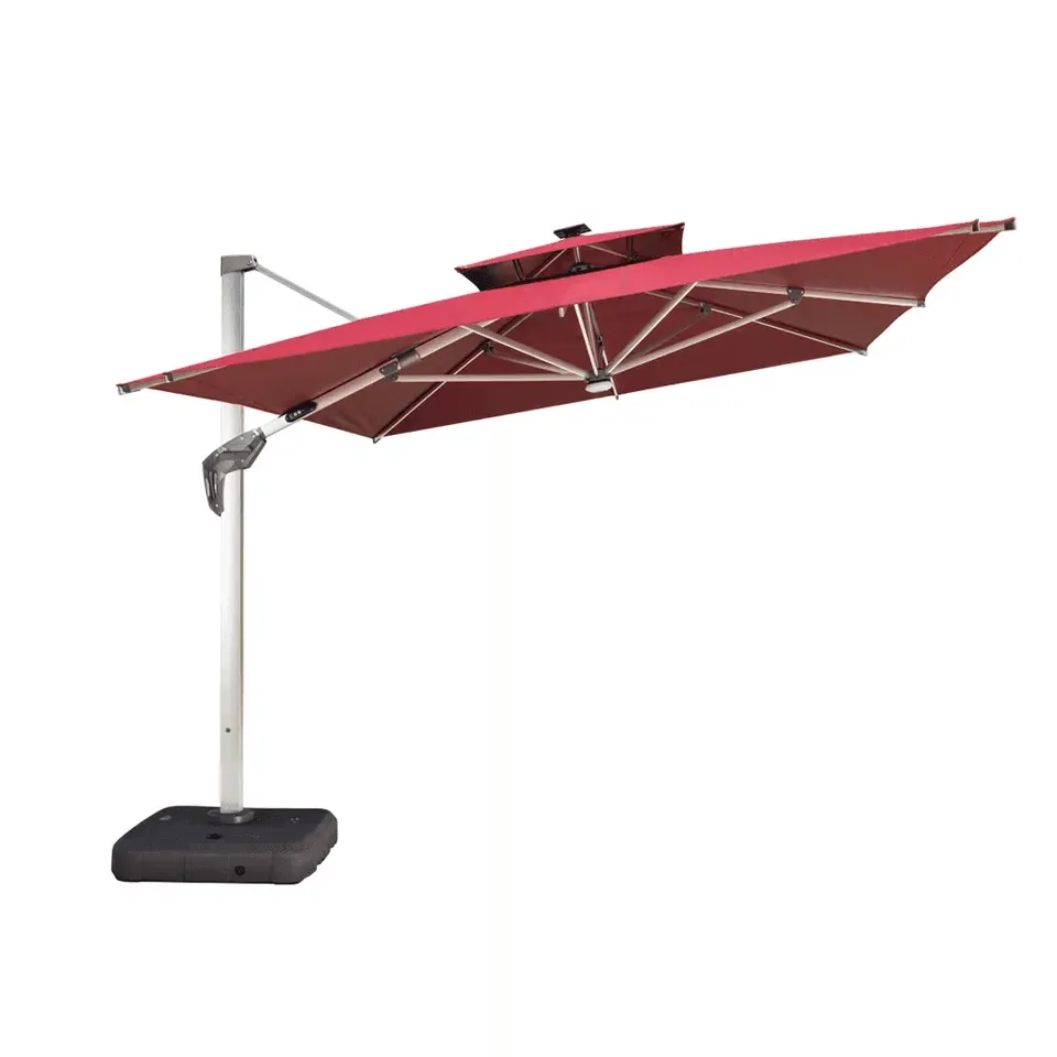 Adjustable LED Patio Umbrella - Windproof Outdoor Canopy