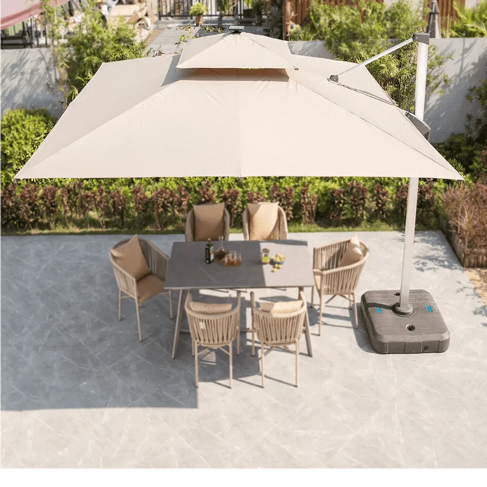Adjustable LED Patio Umbrella - Windproof Outdoor Canopy