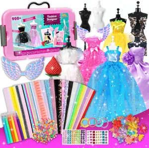 AGENTLAN 900  Fashion Designer Kits for Girls with Mannequins-Kids Sewing Kits，Girls Fashion Design Gift，Arts and Crafts Kit，Girl Craft Activities Age 6 7 8 9 10 11 12