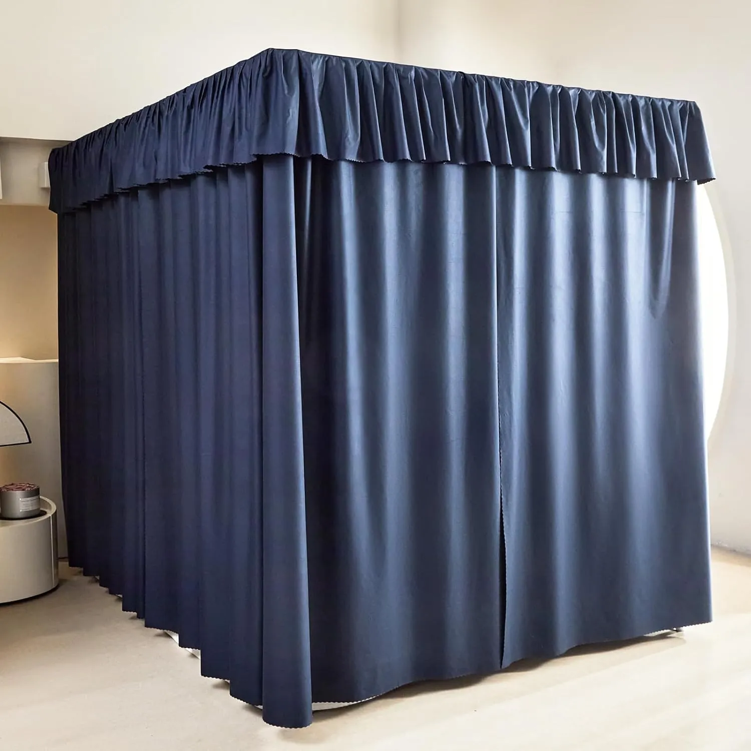 AIKASY Dark Dlue Thickened Bed Canopy Curtains - Elegant Bedroom Decor for Adults and Girls - Strong Lightproof and Windproof Design(King, Dark Dlue)
