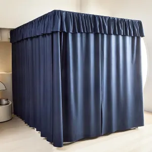 AIKASY Dark Dlue Thickened Bed Canopy Curtains - Elegant Bedroom Decor for Adults and Girls - Strong Lightproof and Windproof Design(King, Dark Dlue)