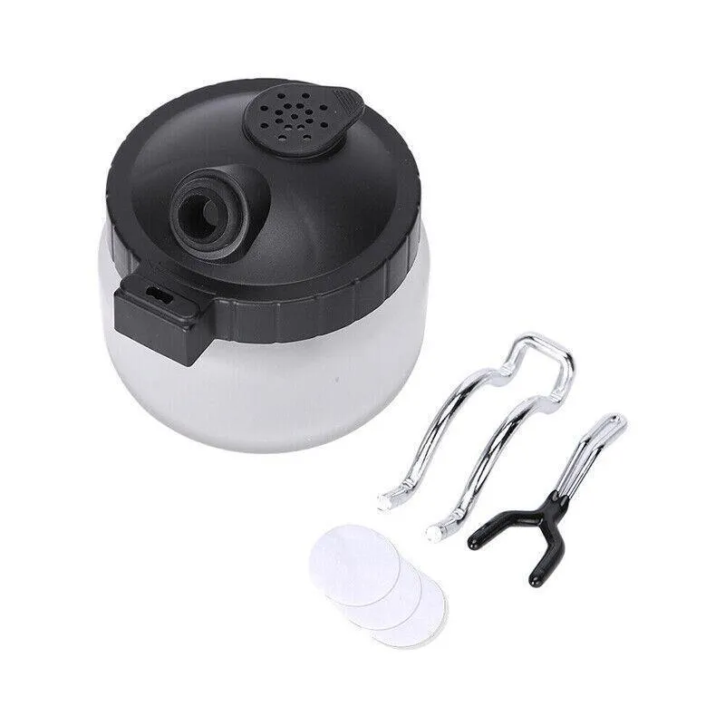 Airbrush Cleaner Air Brush Cleaning Pot Stand Glass Bottle Holder Jar 304Ml Au