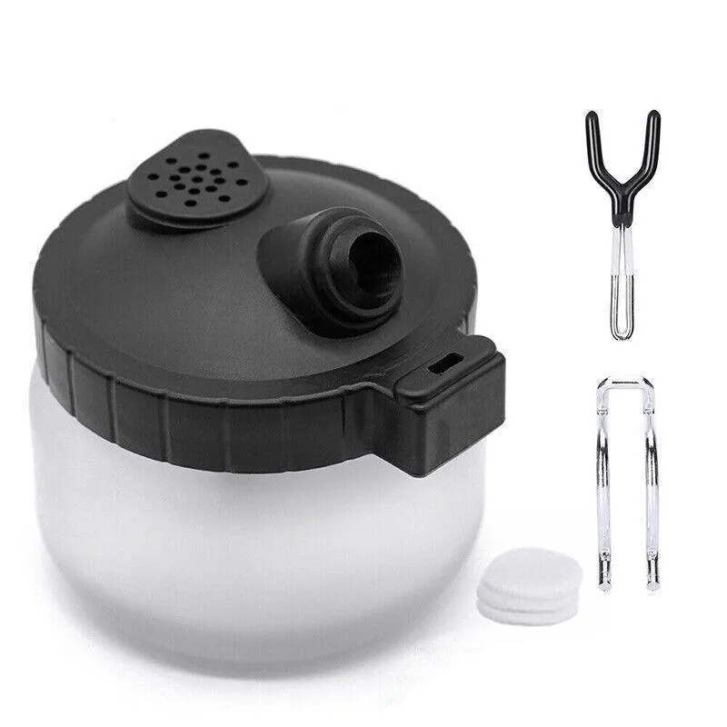 Airbrush Cleaner Air Brush Cleaning Pot Stand Glass Bottle Holder Jar 304Ml Au