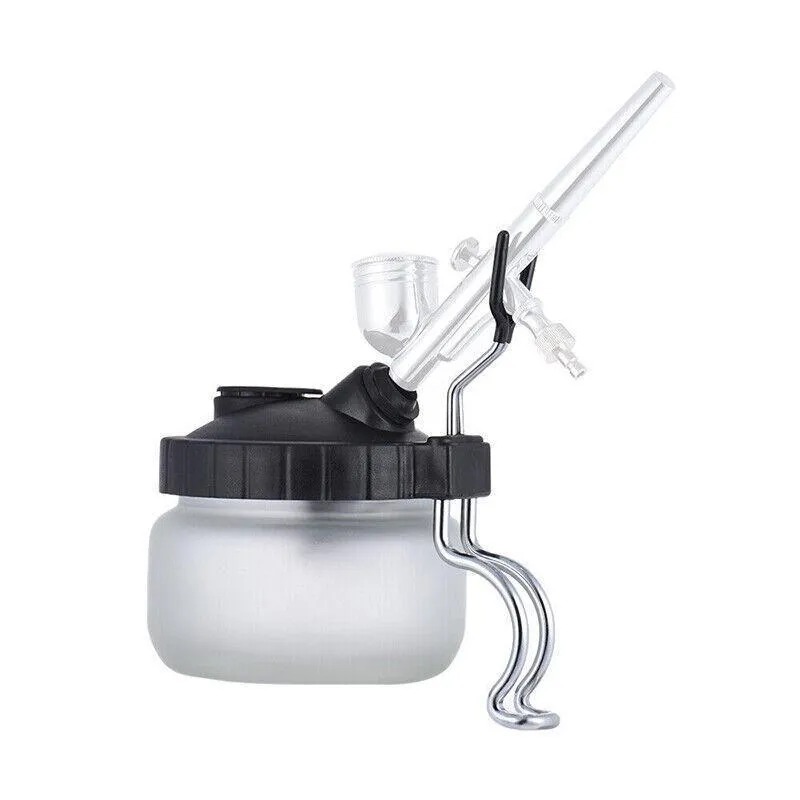 Airbrush Cleaner Air Brush Cleaning Pot Stand Glass Bottle Holder Jar 304Ml Au