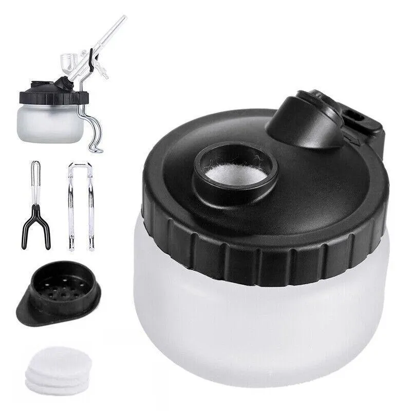 Airbrush Cleaner Air Brush Cleaning Pot Stand Glass Bottle Holder Jar 304Ml Au