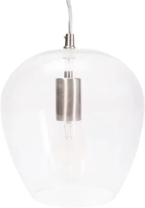 Allen   Roth 8" W 1-Light Bell Mini Pendant Light Fixture by Kichler Brushed Nickel with Clear Glass Shade Finish