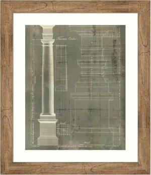 Amanti Art Framed Wall Art Print 28x24 Column Blueprint III by Thomas Sheraton, Architecture Wall Art, Vintage Decor, Medium Poster Painting Artwork for Living Room, Bedroom, Bathroom, Kitchen,