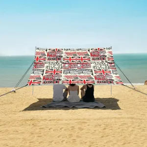 American and British Flags Beach Camping Tent Sun Shelter for Whole Family, Colorful Scottish Grid Beach Shade Canopy with UPF50  UV Protection,Easy Set Up and Carry,Outdoor Shade for Trips, Fis