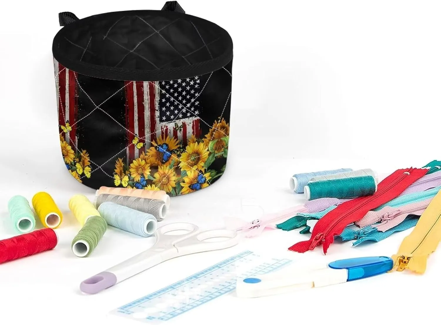 American Flag Sewing Machine Mat Anti-Slip - Fits for Sewing Tables Reduces Noise and Protects Sewing Machine Accessories for Sewing Enthusiast Beginners