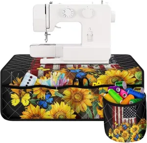 American Flag Sewing Machine Mat Anti-Slip - Fits for Sewing Tables Reduces Noise and Protects Sewing Machine Accessories for Sewing Enthusiast Beginners