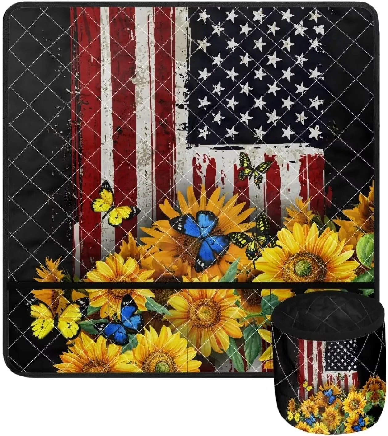 American Flag Sewing Machine Mat Anti-Slip - Fits for Sewing Tables Reduces Noise and Protects Sewing Machine Accessories for Sewing Enthusiast Beginners