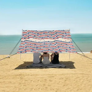 American Stars and Stripes Beach Camping Tent Sun Shelter for Whole Family, Beach Shade Canopy with UPF50  UV Protection,Easy Set Up and Carry,Outdoor Shade for Trips, Fishing, Backyard Fun Pic