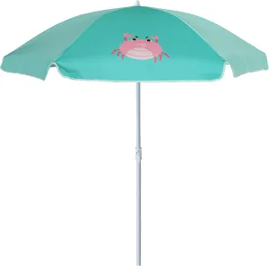 AMMSUN 47 Inch Seaside Beach Umbrella for Sand Box Water Table Kids Durable Umbrellas for children Picnic Beach Camping Garden Outdoor Play Shade Green Crab