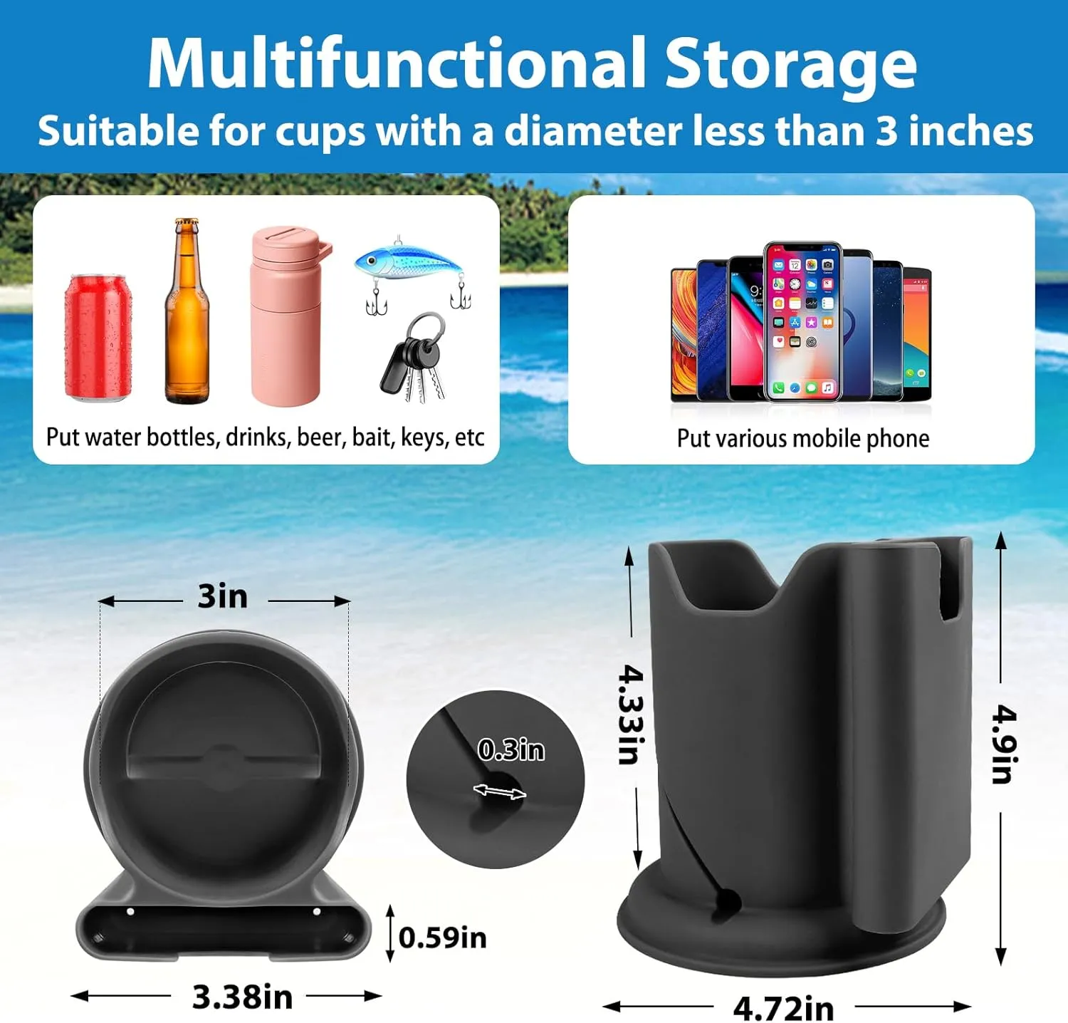 ANGAR Paddleboard Cup Holder, Paddle Board and Kayak Drink Holder, 2-in-1 Anti-Flip Drink & Phone Holder