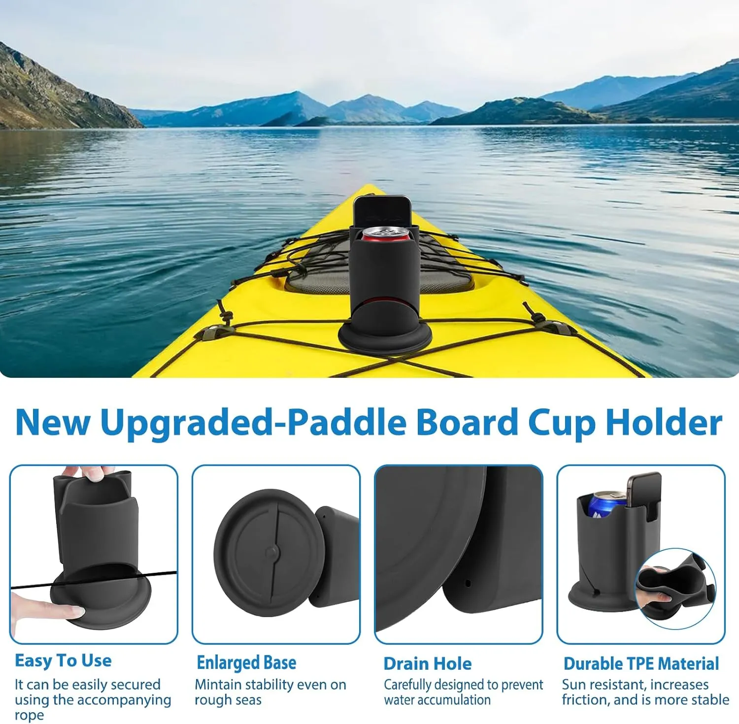 ANGAR Paddleboard Cup Holder, Paddle Board and Kayak Drink Holder, 2-in-1 Anti-Flip Drink & Phone Holder