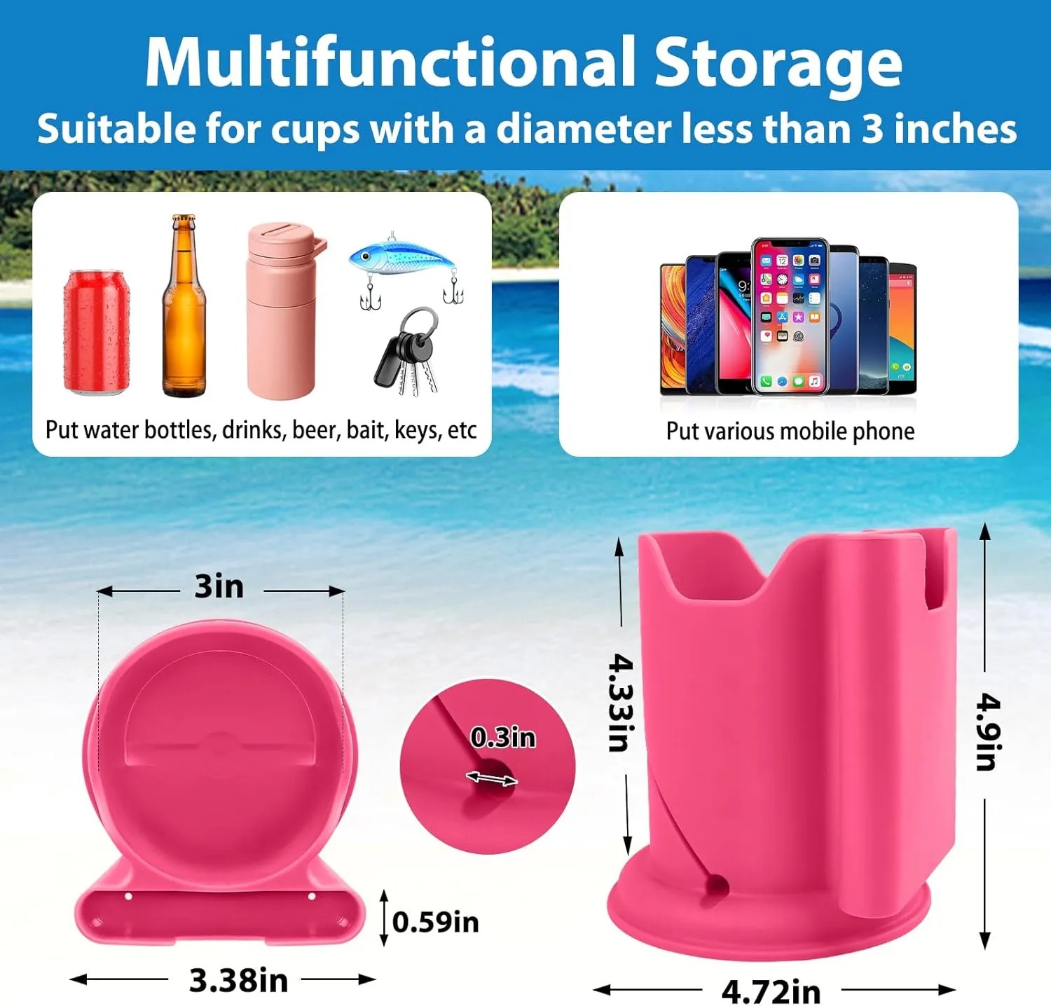 ANGAR Paddleboard Cup Holder, Paddle Board and Kayak Drink Holder, 2-in-1 Anti-Flip Drink & Phone Holder