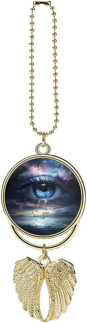 Angel Tears Car Rear View Mirror Pendant Car Charm Ornament Hanging Decoration Accessories for All Cars Golden-Style