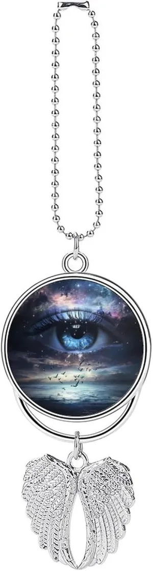 Angel Tears Car Rear View Mirror Pendant Car Charm Ornament Hanging Decoration Accessories for All Cars Silver-Style