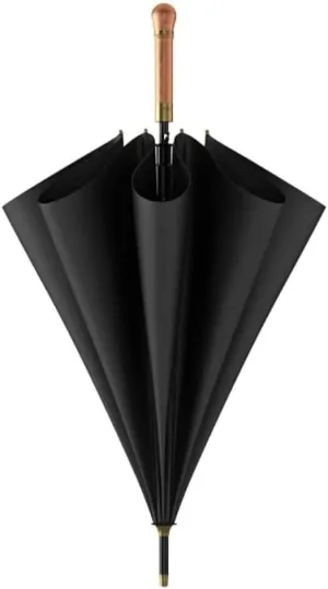 ANIIC Umbrella Golf Umbrella Windproof Waterproof Stick Umbrella With Wooden Handle Portable Canopy Vented Umbrella For Business Travel for Rain and Sun (Color : Black, Size : Onecolor)