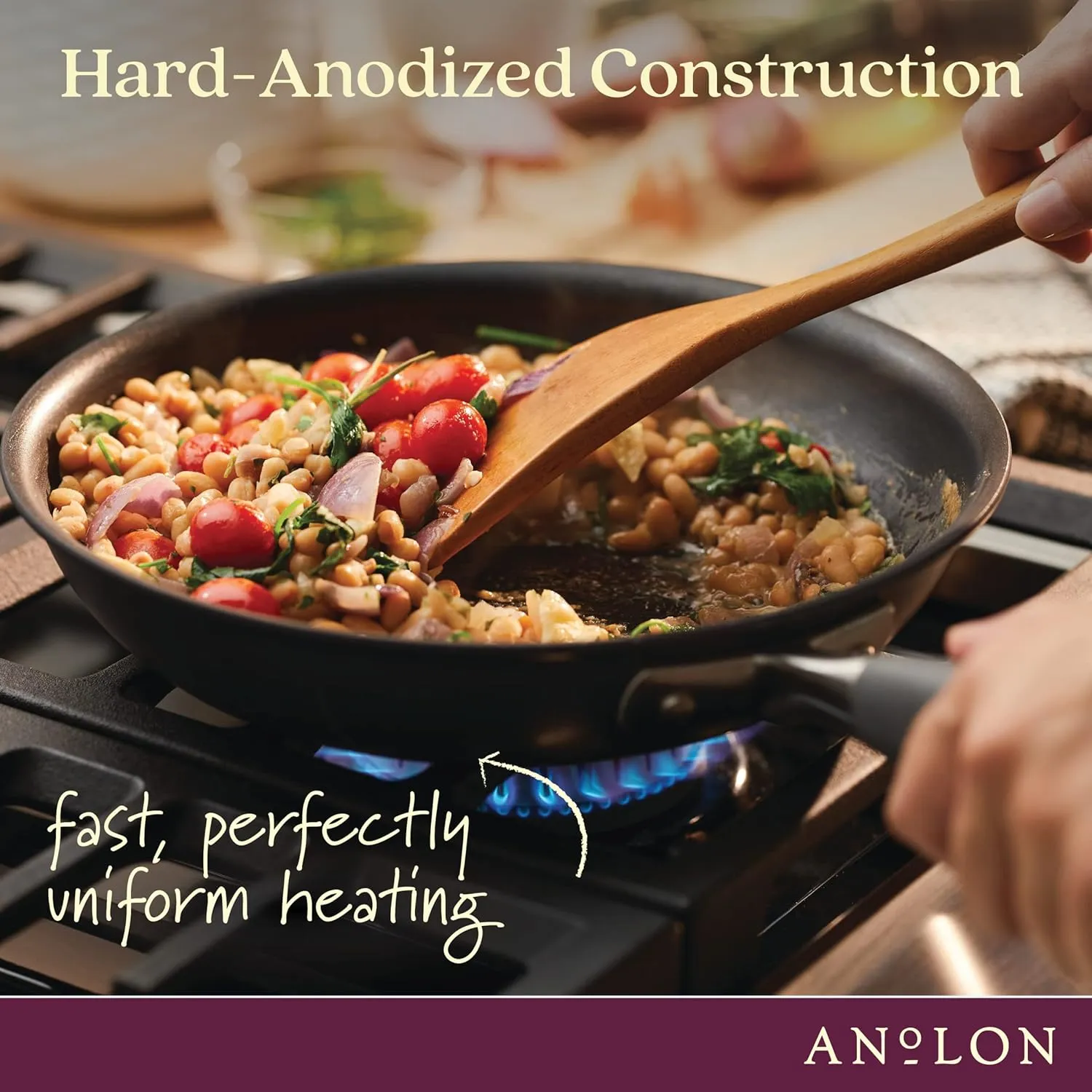 Anolon Advanced Home Hard-Anodized Nonstick Wide Stock Pot/Stockpot (7.5-Quart, Moonstone)