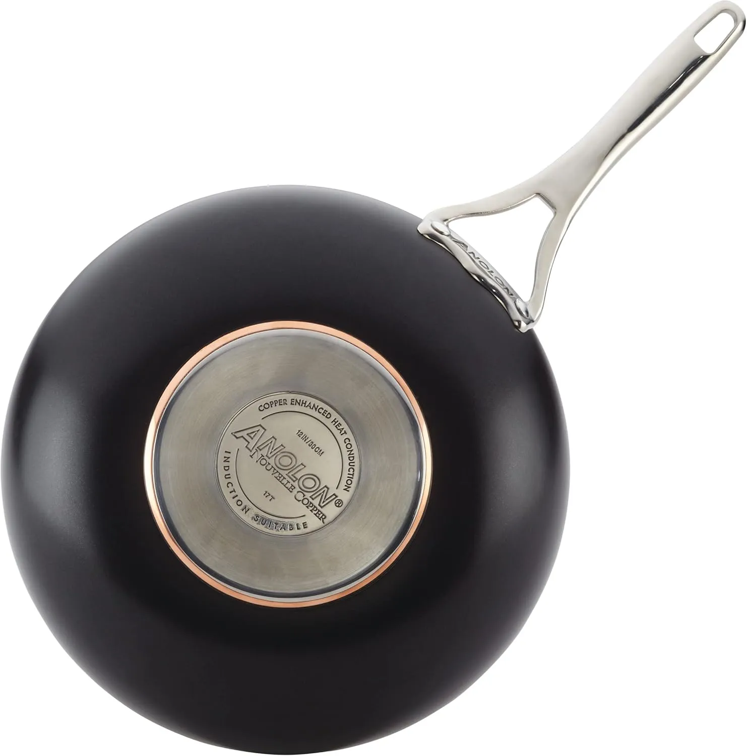Anolon Nouvelle Copper Hard Anodized Nonstick Wok/Stir Fry Pan/Wok Pan - 12 Inch, Onyx Black