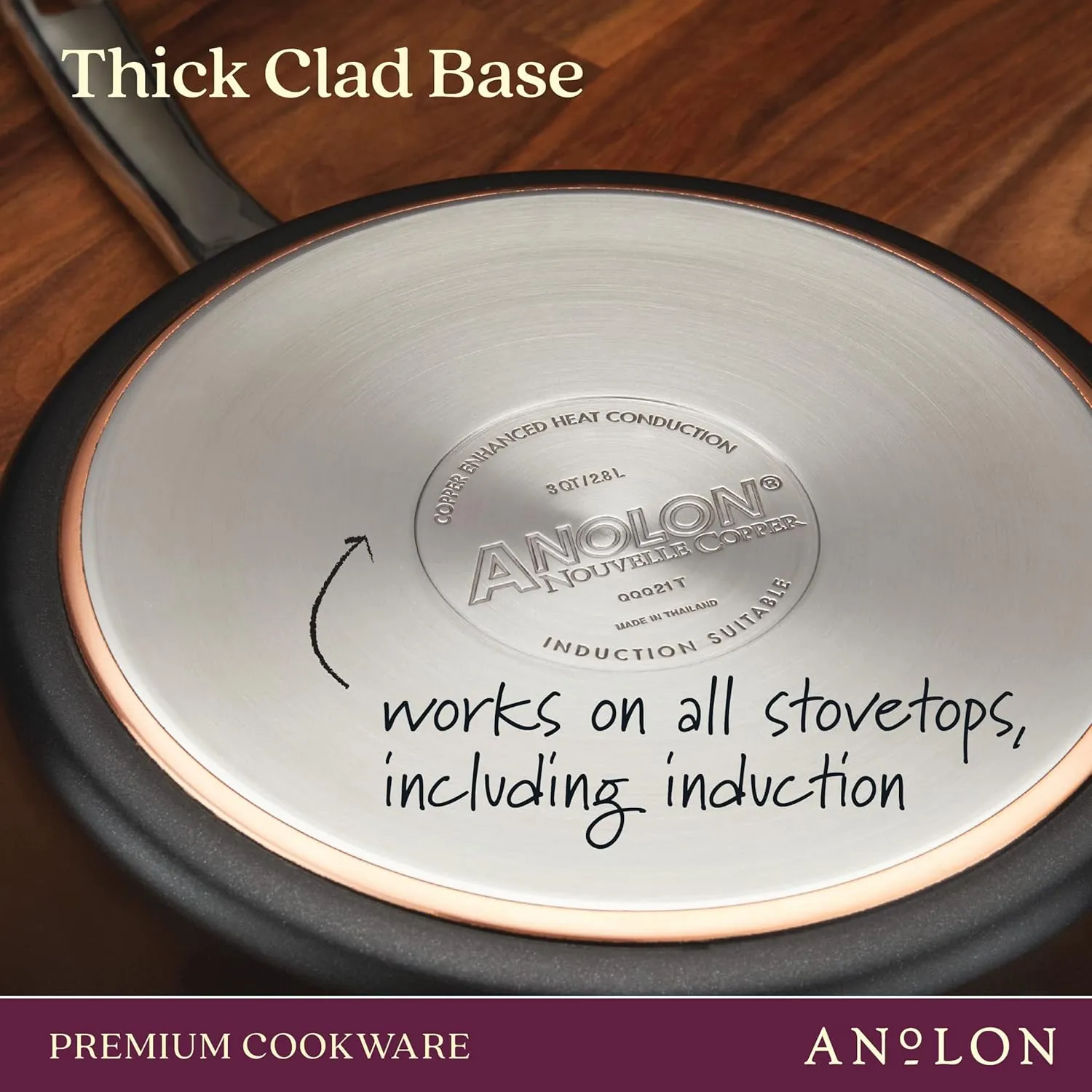 Anolon Nouvelle Copper Hard Anodized Nonstick Wok/Stir Fry Pan/Wok Pan - 12 Inch, Onyx Black