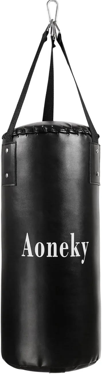 Aoneky Leather Unfilled Punching Bag for Beginners - Karate Kicking Bag, Small Hanging Boxing Bag, Mini Kickboxing Bag